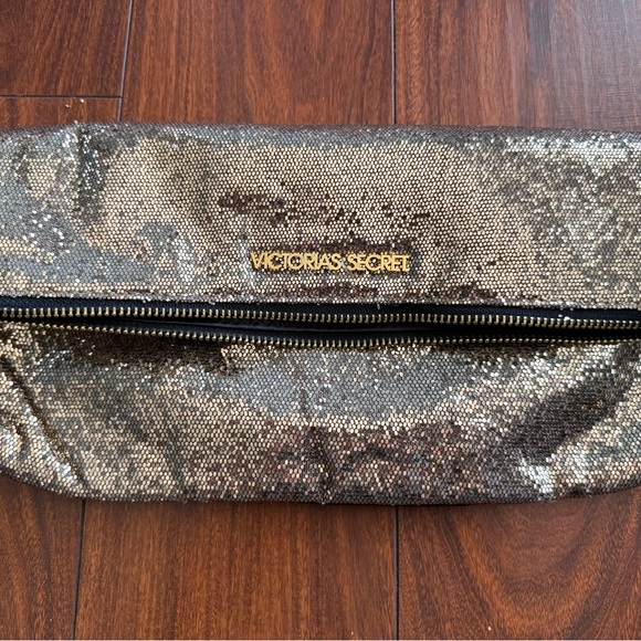 Victoria's Secret Handbags - Victoria's Secret Gold Sequin Fold-Over Clutch